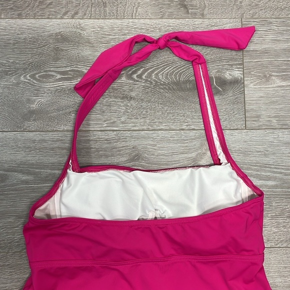 Lands’ End Pink Swim Dress Underwire Halter Top Coverup Tankini Swimsuit 12 - Picture 8 of 13